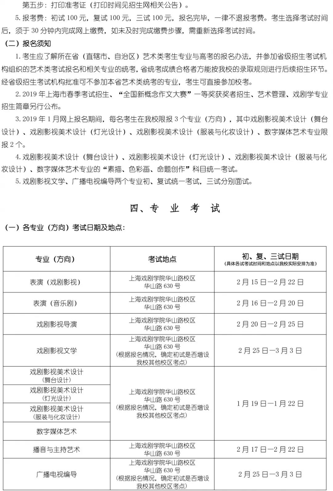 上海戲劇學院2019招生簡章3
